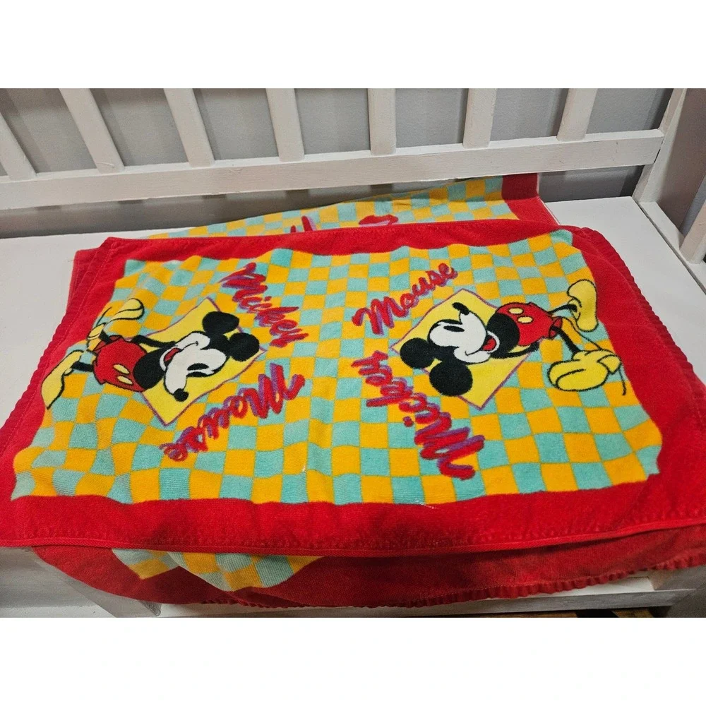 Vtg 90's Franco Disney Mickey Mouse Bathroom Towel Set, Taiwan